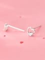 thumb 925 Sterling Silver With Platinum Plated Minimalist Heart Stud Earrings 2