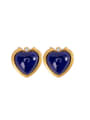 thumb 925 Sterling Silver Aquamarine Heart Vintage Stud Earring 0