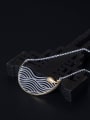 thumb 925 Sterling Silver Irregular Vintage Wave Whale Movable Necklace 1
