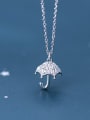 thumb 925 Sterling Silver Cubic Zirconia Simple full diamond umbrella pendant Necklace 0