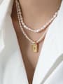 thumb 925 Sterling Silver Freshwater Pearl Geometric Vintage Necklace 3