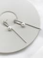 thumb 925 Sterling Silver Imitation Pearl Tassel Minimalist Threader Earring 0