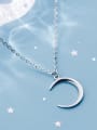 thumb 925 Sterling Silver Smooth Moon Minimalist Necklace 1