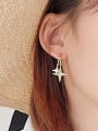 thumb Brass Cubic Zirconia Star Minimalist Cross Drop Earring 1