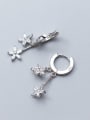 thumb 925 Sterling Silver Cubic Zirconia Flower Classic Huggie Earring 1