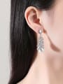 thumb Brass Cubic Zirconia Leaf Trend Cluster Earring 1