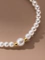 thumb 925 Sterling Silver Imitation Pearl Geometric Minimalist Beaded Bracelet 3