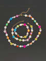 thumb Stainless steel Freshwater Pearl Multi Color Polymer Clay Smiley Bohemia Necklace 0