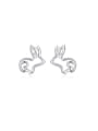 thumb 925 Sterling Silver Hollow  Rabbit Cute Stud Earring 0