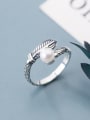 thumb 925 Sterling Silver Imitation Pearl White Free Size Ring 1