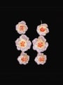 thumb Brass Cubic Zirconia Flower Statement Cluster Earring 1