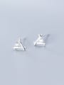 thumb 925 Sterling Silver With Platinum Plated Minimalist Triangle Stud Earrings 1
