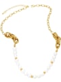thumb Brass Freshwater Pearl Geometric Hip Hop Necklace 3