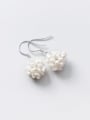 thumb 925 Sterling Silver Freshwater Pearl Round Minimalist Hook Earring 2