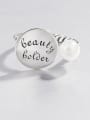 thumb 925 Sterling Silver IVintage Wide face oval English alphabet pearl  Midi Ring 4