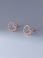 thumb 925 Sterling Silver Bead Heart Minimalist Stud Earring 0