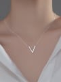 thumb 925 Sterling Silver  Minimalist  Letter V Pendant Necklace 1