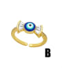 thumb Brass Enamel Evil Eye Vintage Band Ring 2