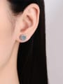 thumb 925 Sterling Silver Moissanite Geometric Dainty Stud Earring 1