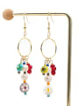 thumb Stainless steel Freshwater Pearl Multi Color Glass beads Ethnic Long   Hook Earring 2