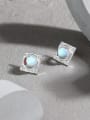 thumb 925 Sterling Silver Opal Geometric Vintage Stud Earring 1