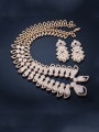 thumb Brass Cubic Zirconia Luxury Leaf  Earring and Necklace Set 1