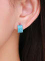 thumb 925 Sterling Silver Turquoise Geometric Classic Huggie Earring 1