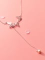 thumb 925 Sterling Silver Butterfly Tassel  Minimalist Lariat Necklace 2