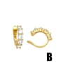 thumb Brass Cubic Zirconia Cross Hip Hop Clip Earring 3