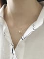 thumb 925 sterling silver imitation pearl simple Hollow geometry Necklace 1