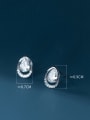 thumb 925 Sterling Silver Cubic Zirconia Water Drop Minimalist Stud Earring 1