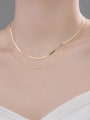 thumb 925 Sterling Silver  Minimalist  Snake Bone Chain Double Layer Necklace 4