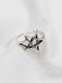 thumb 925 Sterling Silver minimalist hollow Pentagram Free Size Ring 1