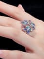 thumb Copper With Platinum Plated Luxury Flower Free Size Statement Rings 2