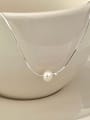 thumb 925 Sterling Silver Imitation Pearl Ball Minimalist Necklace 2