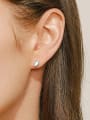 thumb 925 Sterling Silver Opal Geometric Minimalist Stud Earring 1