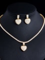 thumb Brass Cubic ZirconiaLuxury Heart   Earring and Necklace Set 4