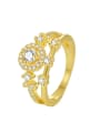 thumb Brass Cubic Zirconia Crown Minimalist Stackable Ring 0