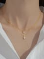 thumb 925 Sterling Silver Cubic Zirconia Cross Dainty Multi Strand Necklace 1