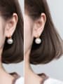 thumb 925 Sterling Silver Imitation Pearl Round Ball Minimalist Stud Earring 2