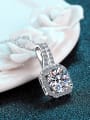 thumb Sterling Silver Moissanite Square Dainty Pendant Necklace 0