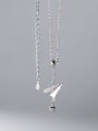 thumb 925 Sterling Silver Cubic Zirconia Irregular Minimalist Paper Airplane Y Shape Pendant Necklace 3