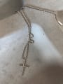 thumb 925 Sterling Silver Bead Chain Cross Vintage Long Strand Necklace 2