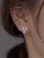 thumb 925 Sterling Silver Glass beads Geometric Minimalist Drop Earring 1