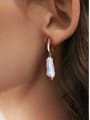 thumb 925 Sterling Silver Freshwater Pearl Geometric Vintage Huggie Earring 1