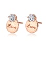 thumb 925 Sterling Silver Cubic Zirconia Round Letter Minimalist Stud Earring 0