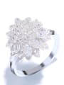 thumb Brass Cubic Zirconia Flower Statement Cocktail Ring 1