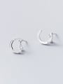 thumb 925 Sterling Silver Cubic Zirconia Moon Minimalist Stud Earring 2
