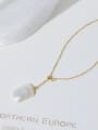 thumb Brass Shell Pearl Minimalist Geometric  Earring and Necklace Set 1