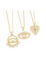 thumb Brass Imitation Pearl Evil Eye Trend Necklace 0